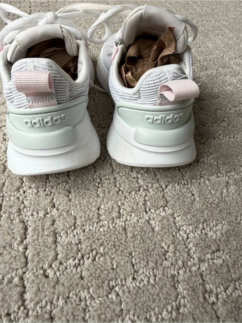 Adidas Kids White & Light Pink Athletic Sneakers Size 11